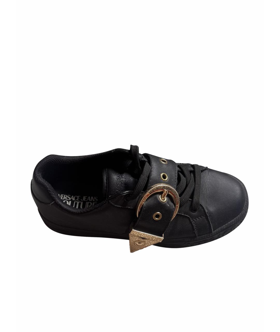 VERSACE JEANS COUTURE Черные кожаные кеды, фото 1