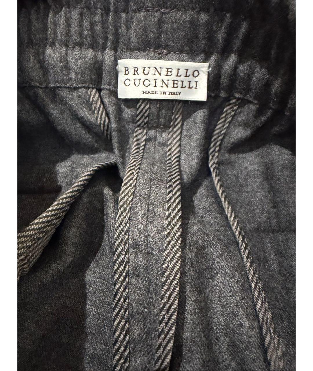 BRUNELLO CUCINELLI Серые шерстяные прямые брюки, фото 3