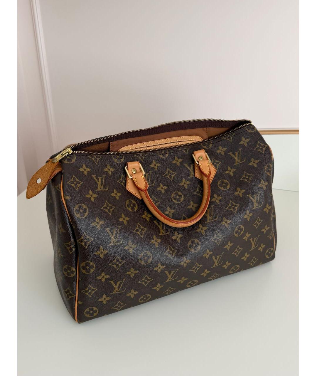 LOUIS VUITTON Коричневая сумка с короткими ручками из канвы, фото 2