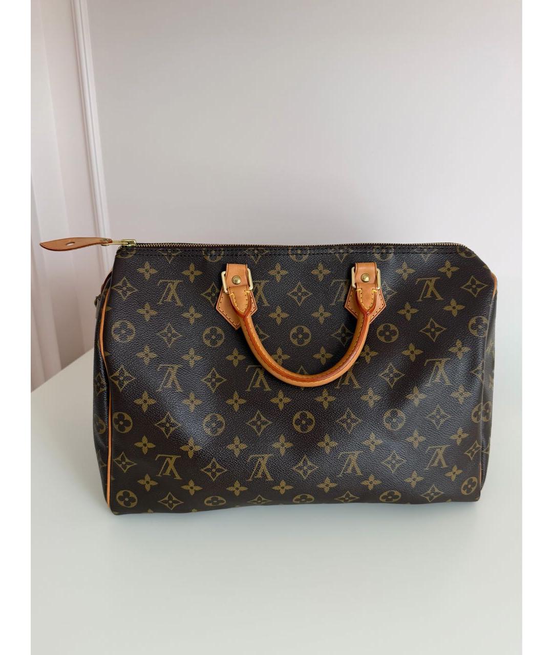LOUIS VUITTON Коричневая сумка с короткими ручками из канвы, фото 3
