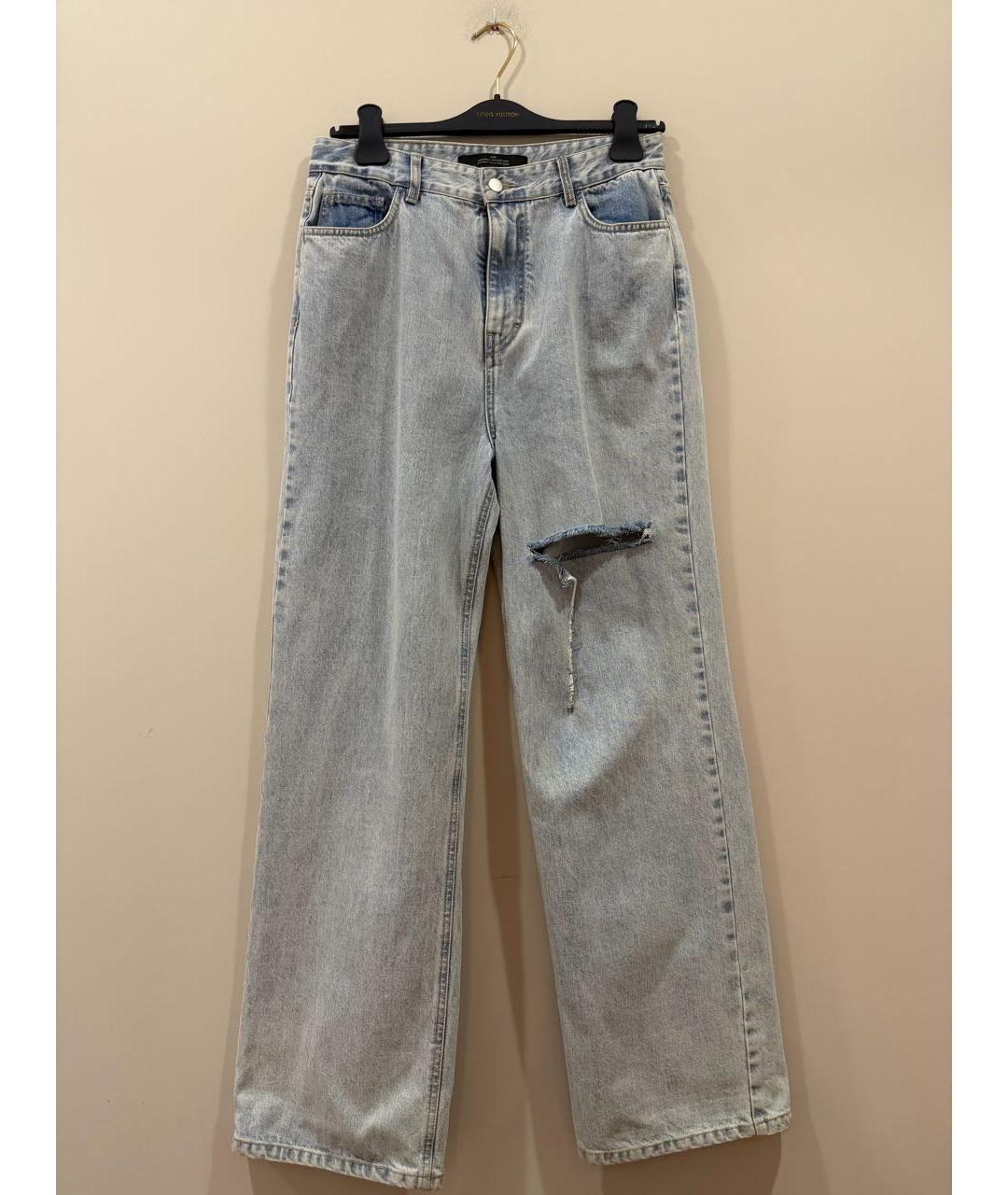 ROKH Голубые хлопковые прямые джинсы, фото 6