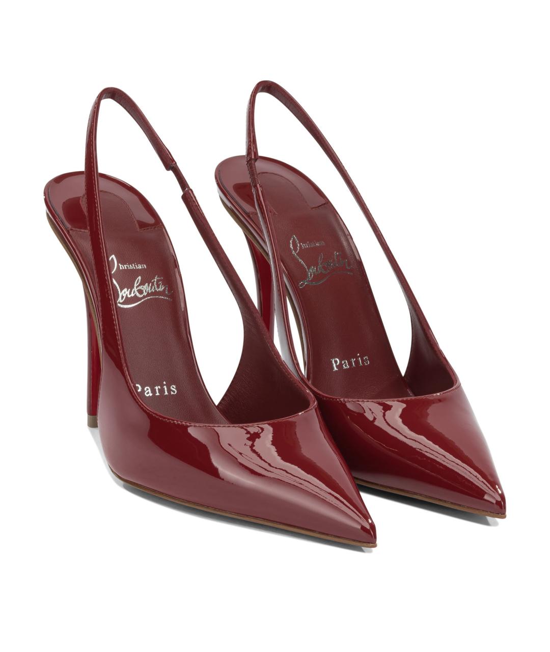 CHRISTIAN LOUBOUTIN Бордовые кожаные туфли, фото 2