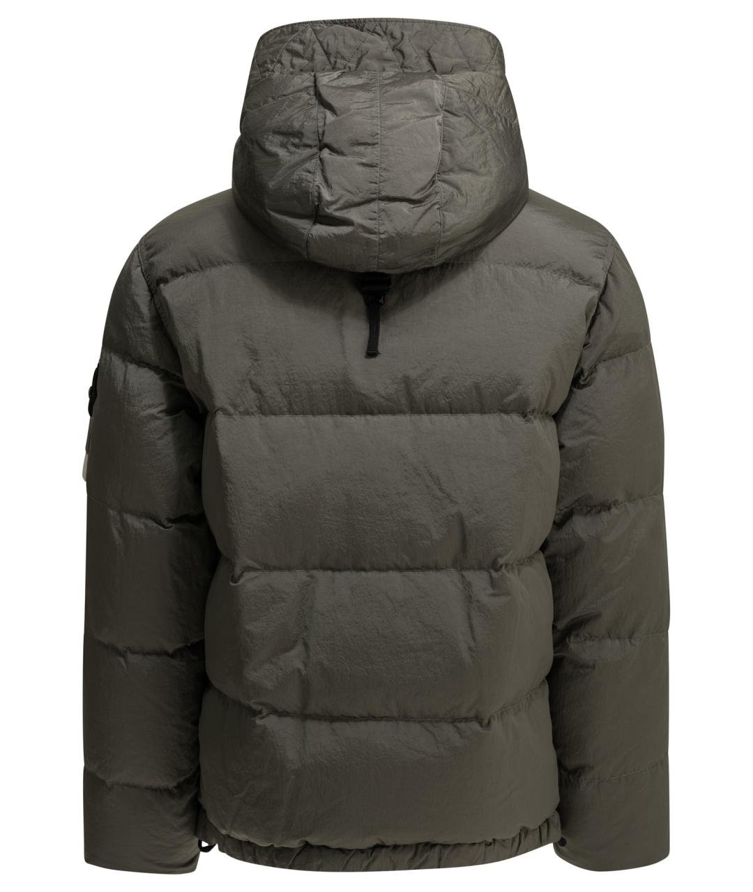 STONE ISLAND Серый полиамидовый пуховик, фото 2
