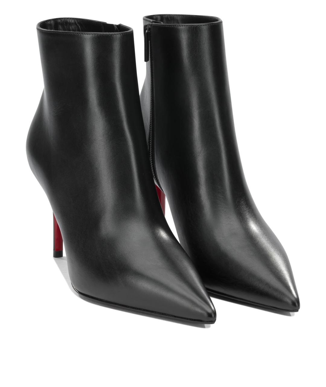 CHRISTIAN LOUBOUTIN Черные кожаные ботильоны, фото 2