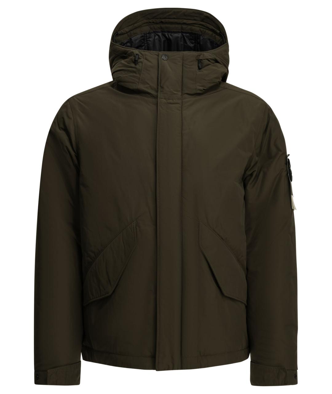 STONE ISLAND Коричневый полиэстеровый пуховик, фото 1