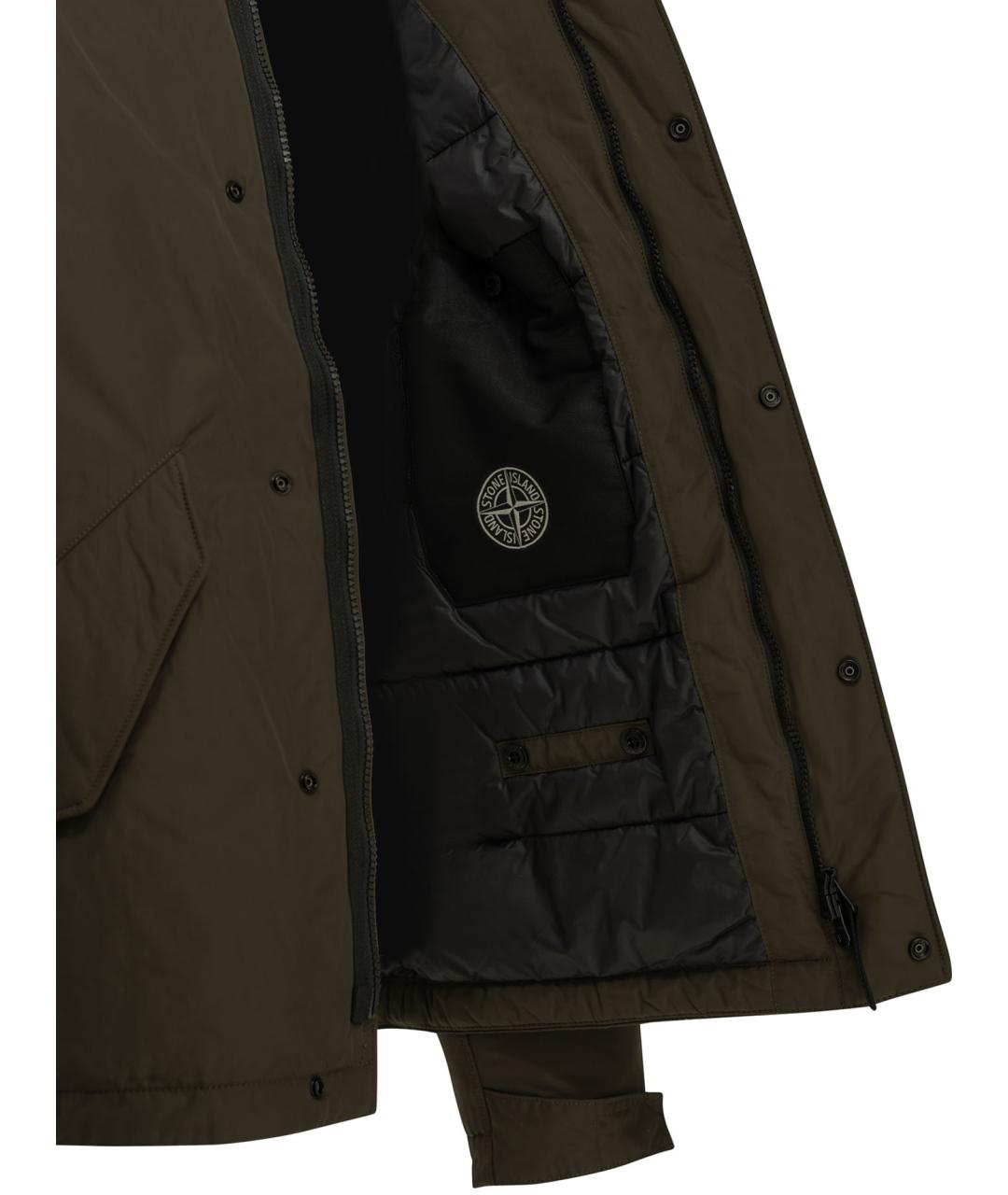 STONE ISLAND Коричневый полиэстеровый пуховик, фото 4