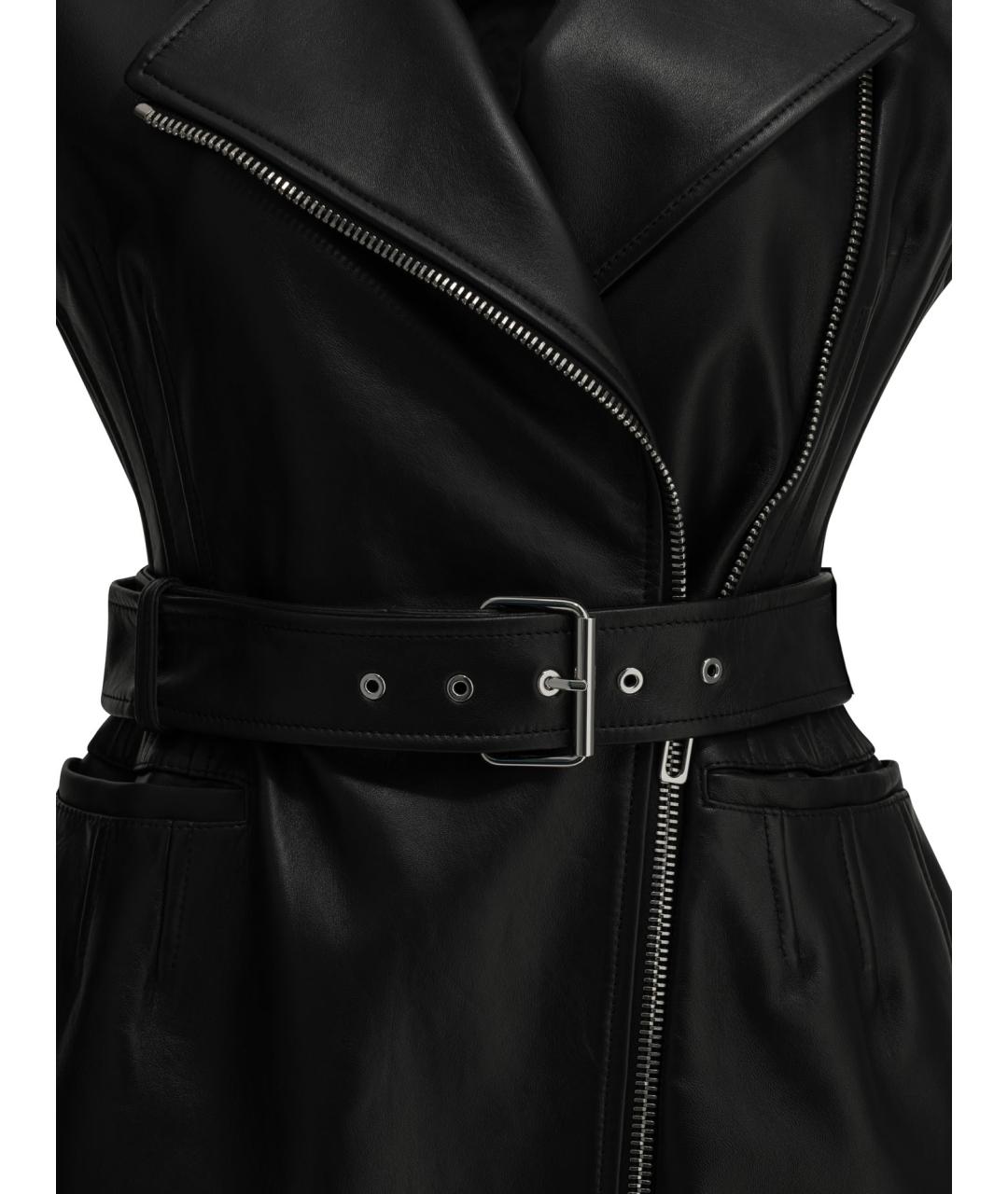 SPORTMAX Черный кожаный жилет, фото 3
