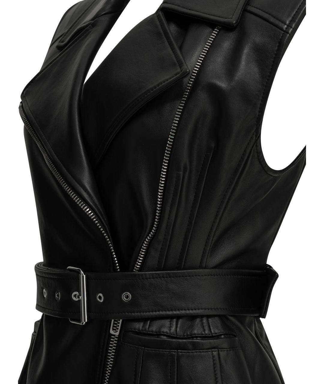 SPORTMAX Черный кожаный жилет, фото 4