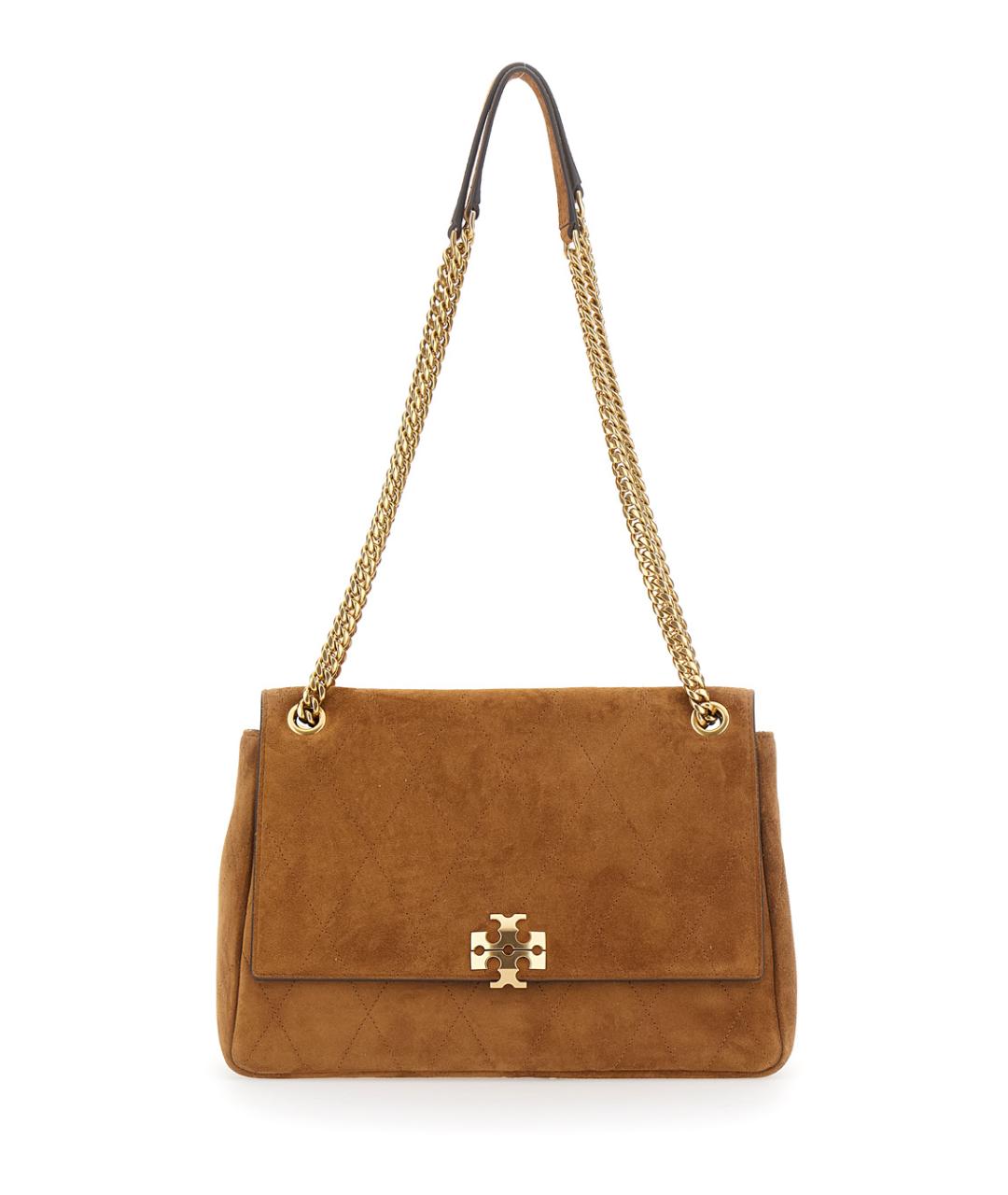 TORY BURCH Коричневая замшевая сумка через плечо, фото 1