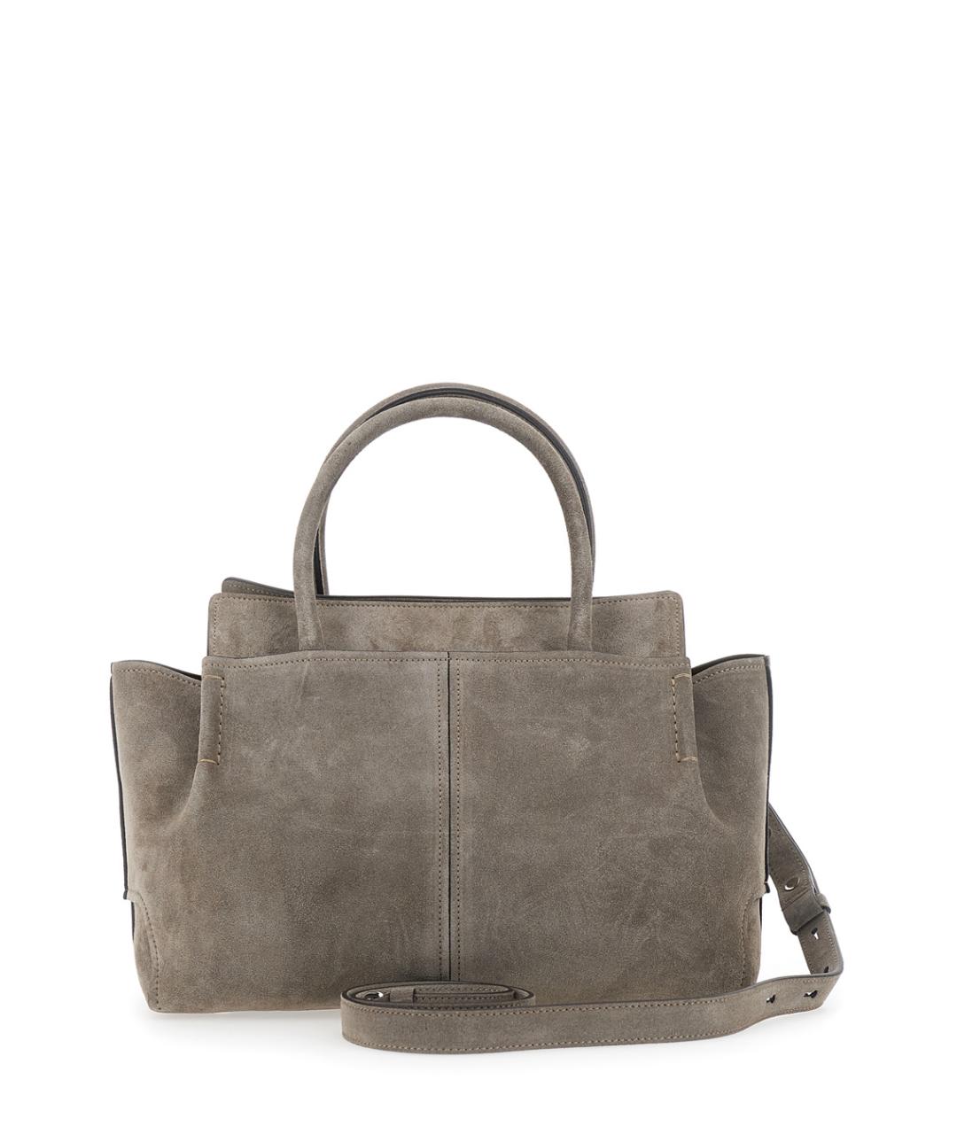 TOD'S Серая кожаная сумка тоут, фото 2
