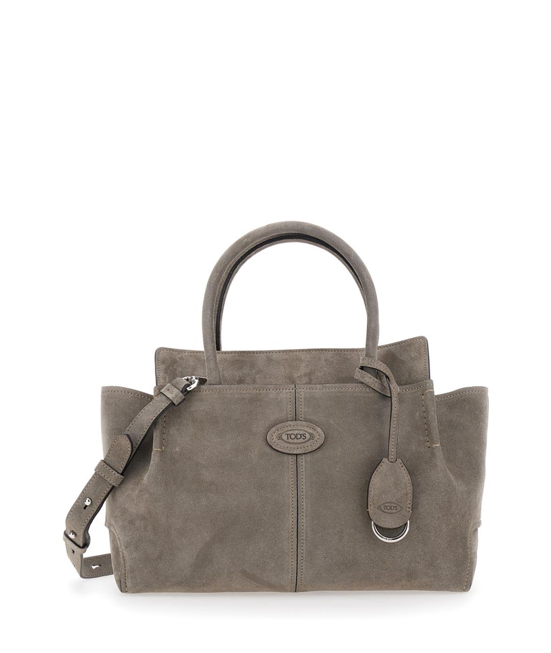 TOD'S Серая кожаная сумка тоут, фото 1