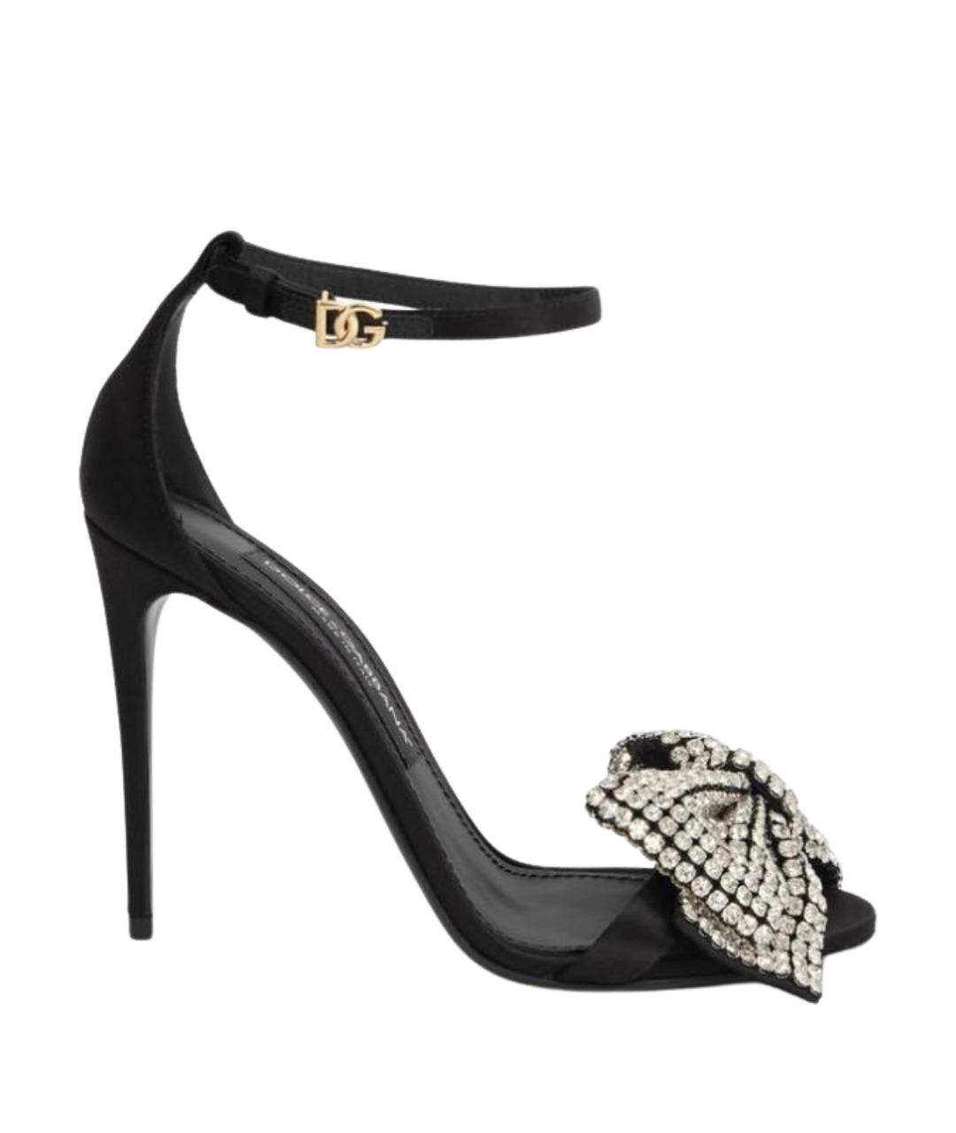 DOLCE&GABBANA Черные кожаные босоножки, фото 1