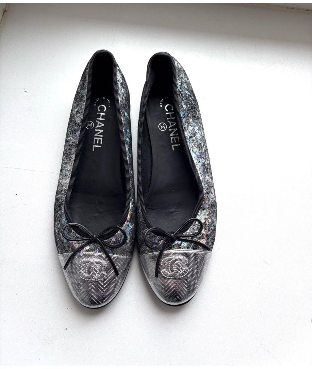 CHANEL Серебряные кожаные балетки, фото 8