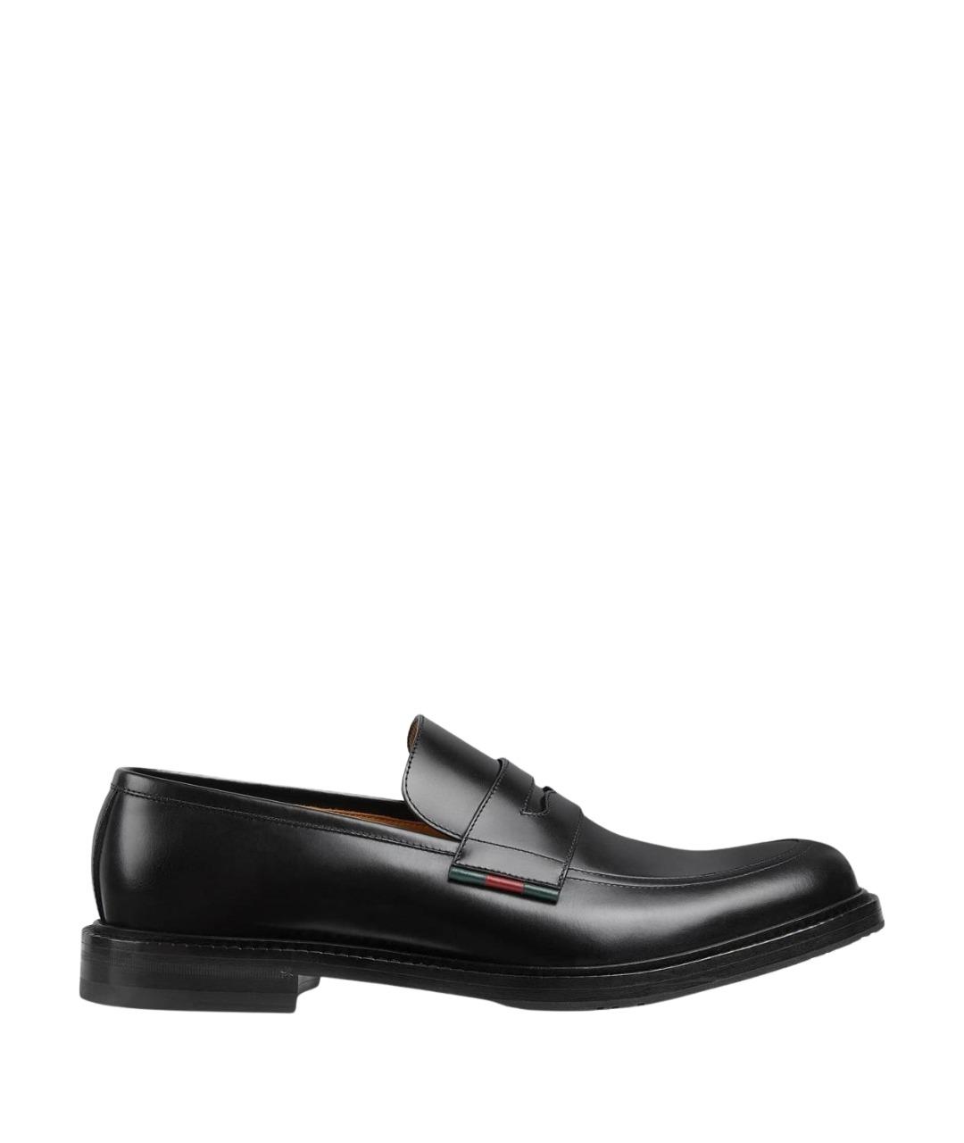 GUCCI Черные кожаные лоферы, фото 1