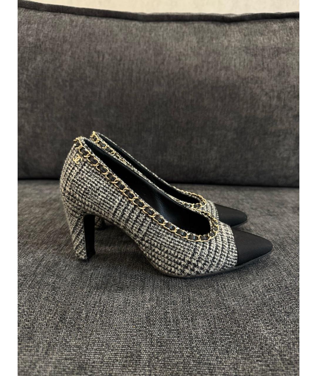 CHANEL Серые текстильные туфли, фото 9