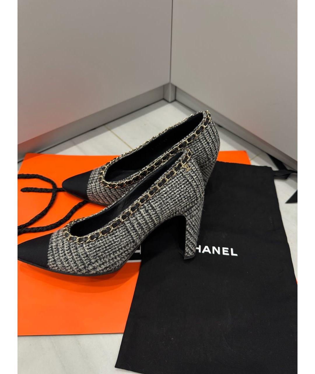 CHANEL Серые текстильные туфли, фото 5