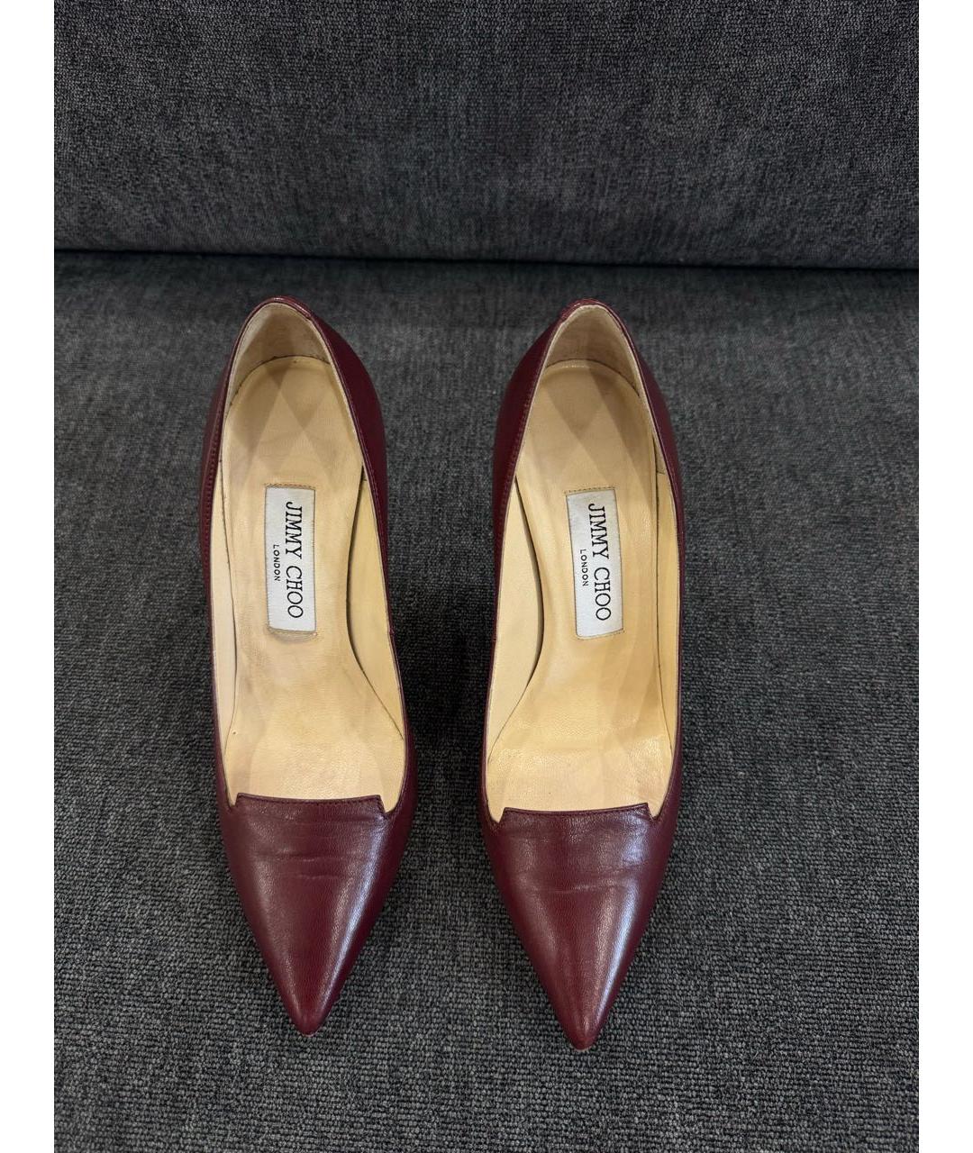 JIMMY CHOO Бордовые кожаные туфли, фото 2