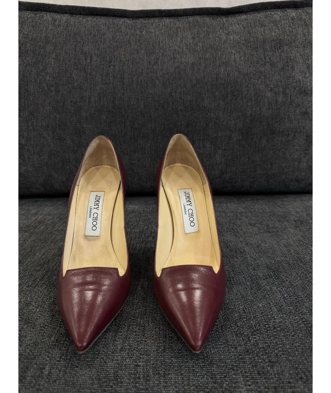 JIMMY CHOO Бордовые кожаные туфли, фото 3
