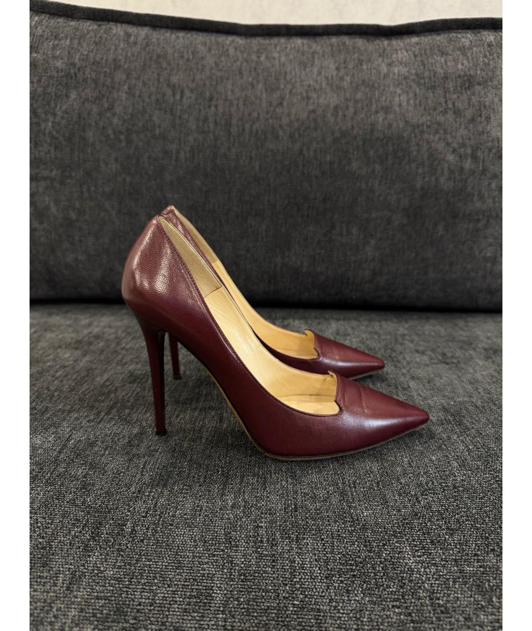 JIMMY CHOO Бордовые кожаные туфли, фото 9