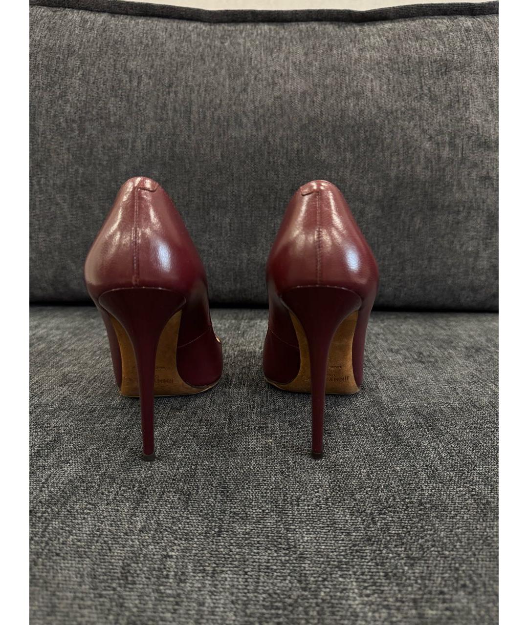 JIMMY CHOO Бордовые кожаные туфли, фото 4