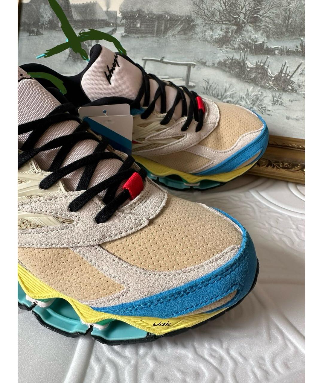 MIZUNO Бежевые замшевые низкие кроссовки / кеды, фото 3