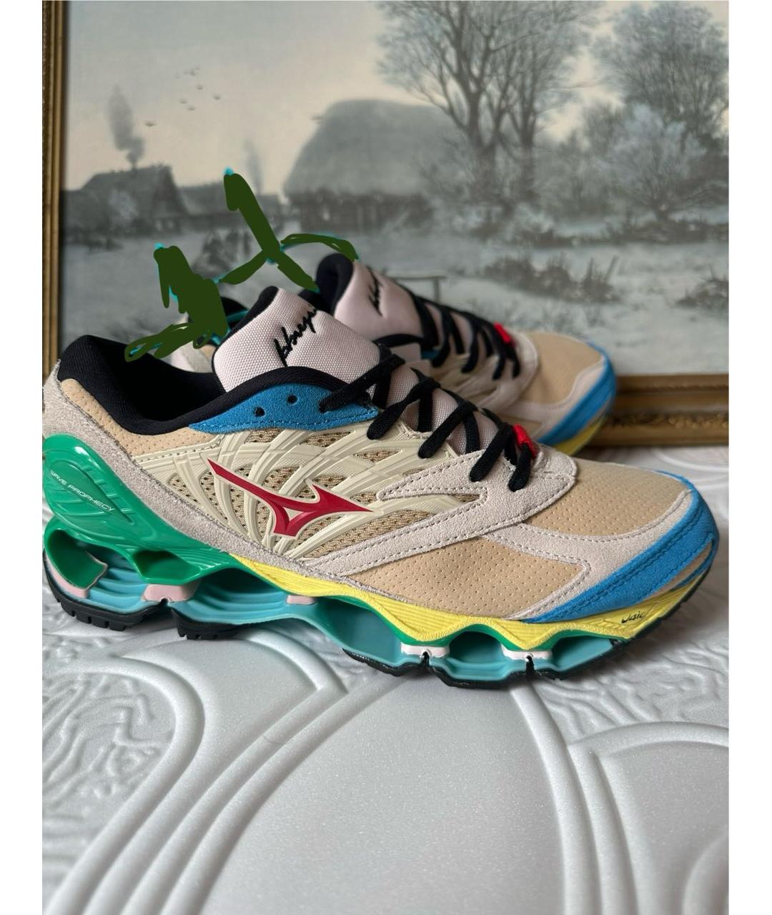 MIZUNO Бежевые замшевые низкие кроссовки / кеды, фото 2