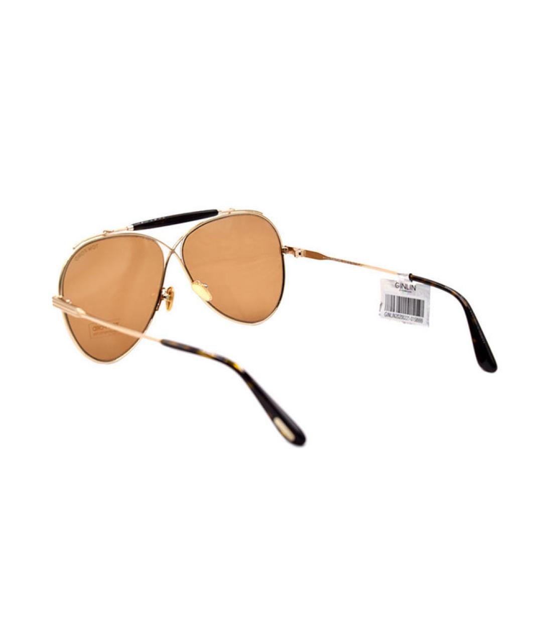 TOM FORD Золотые металлические солнцезащитные очки, фото 4