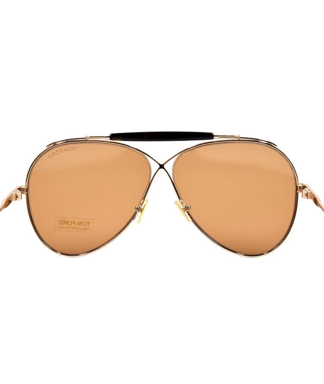 TOM FORD Золотые металлические солнцезащитные очки, фото 3