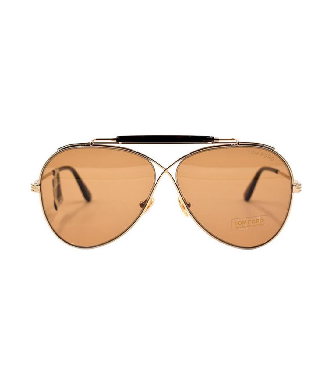 TOM FORD Золотые металлические солнцезащитные очки, фото 1