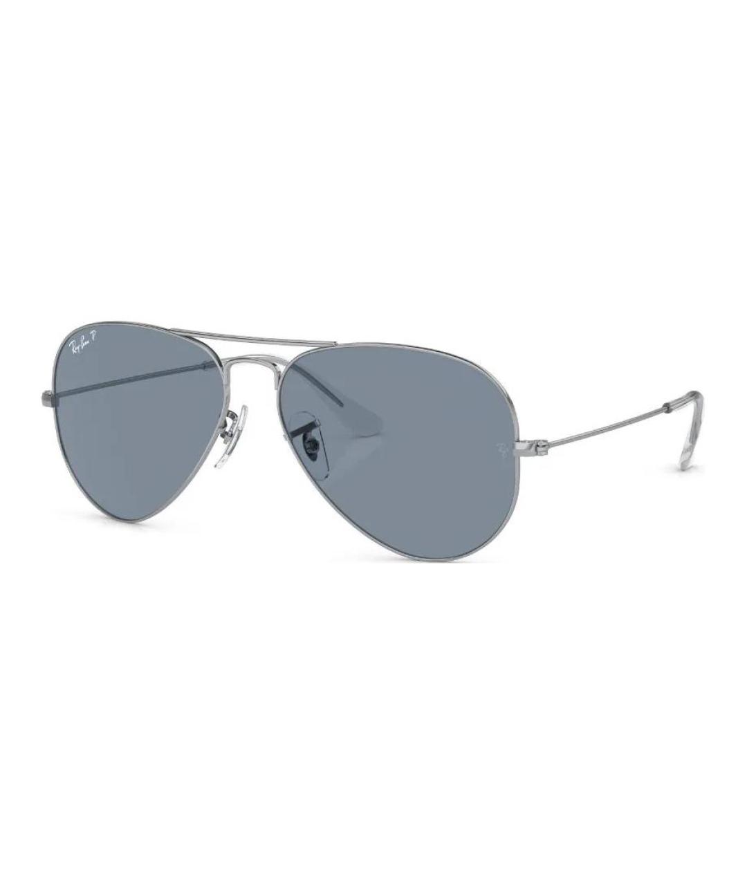 RAY BAN Серебряные металлические солнцезащитные очки, фото 1