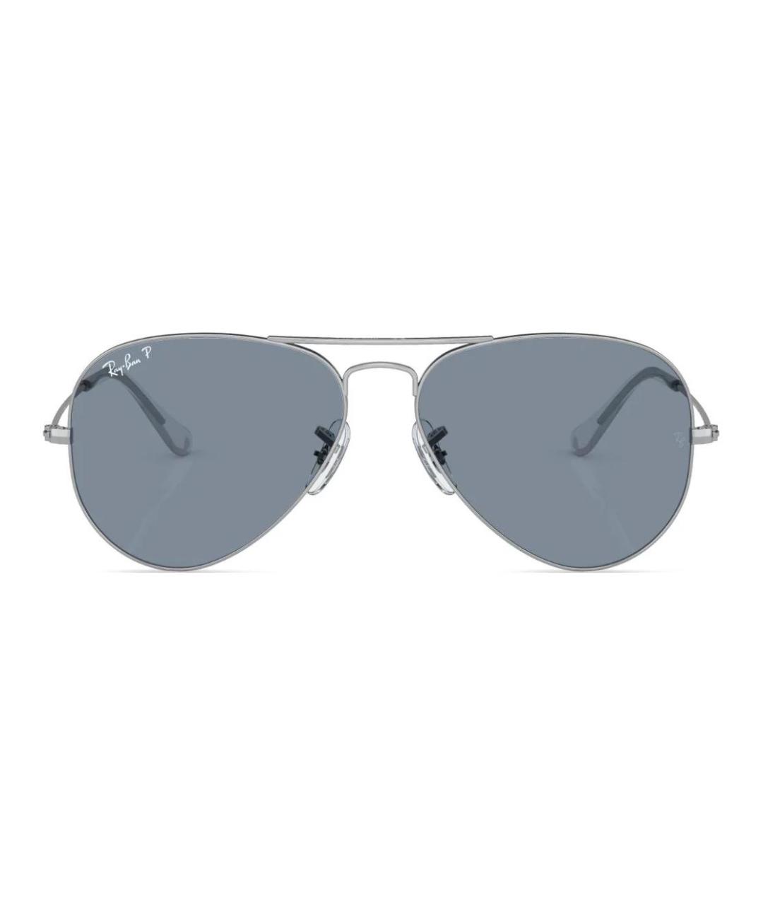 RAY BAN Серебряные металлические солнцезащитные очки, фото 2