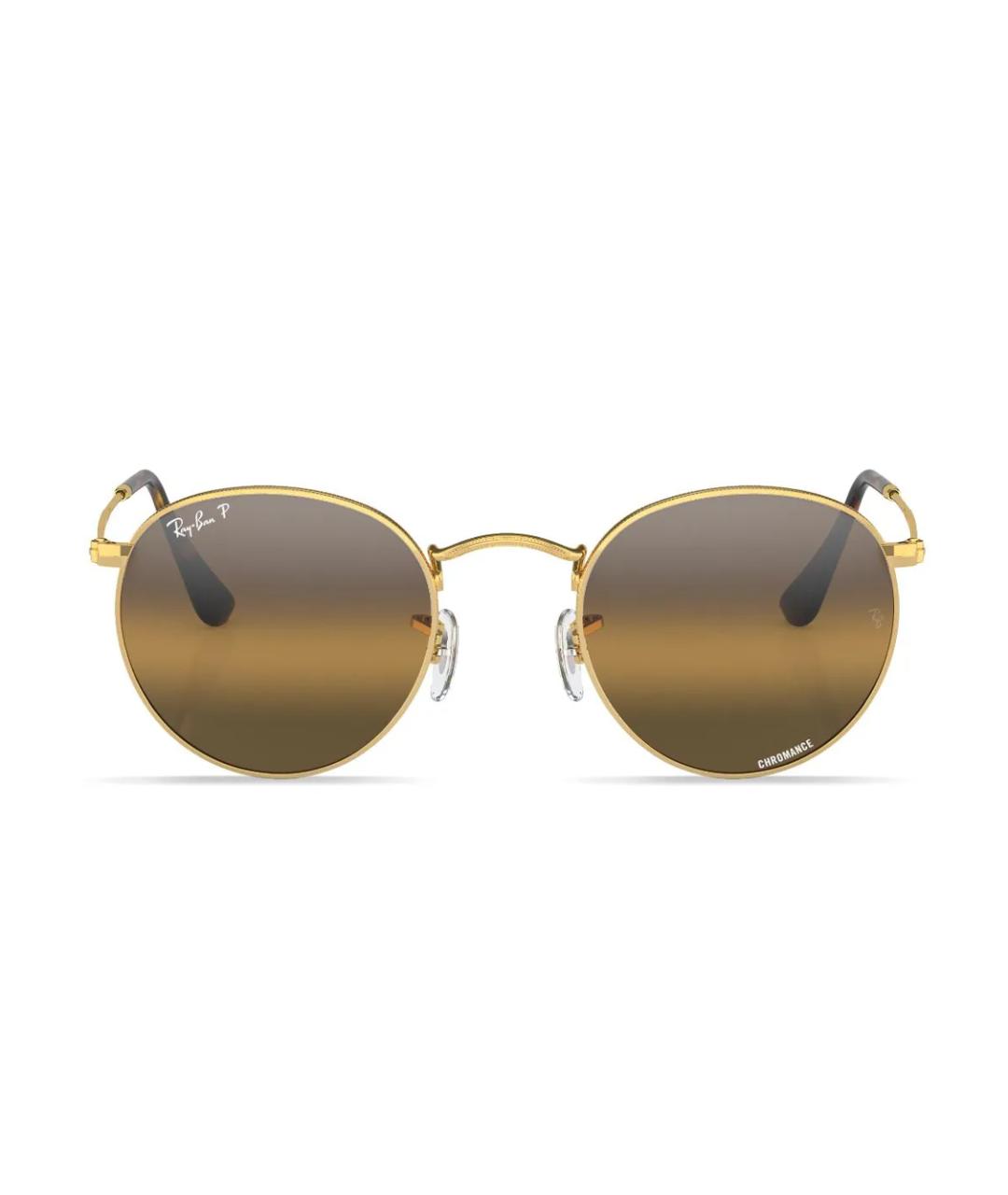 RAY BAN Золотые металлические солнцезащитные очки, фото 2