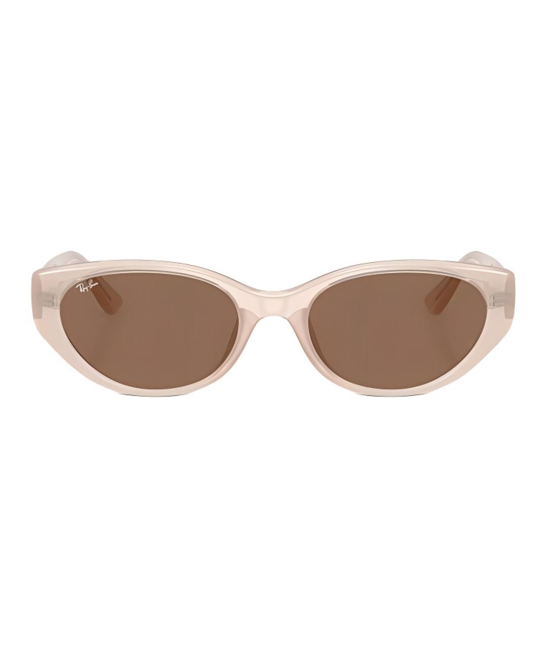 RAY BAN Бежевые пластиковые солнцезащитные очки, фото 2