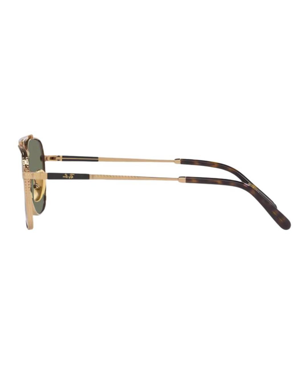 RAY BAN Золотые металлические солнцезащитные очки, фото 3