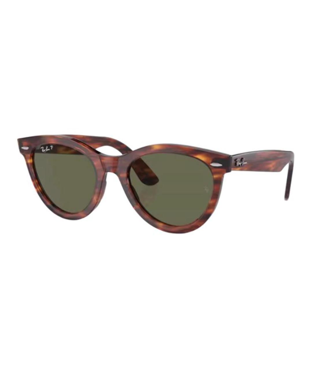 RAY BAN Коричневые пластиковые солнцезащитные очки, фото 1