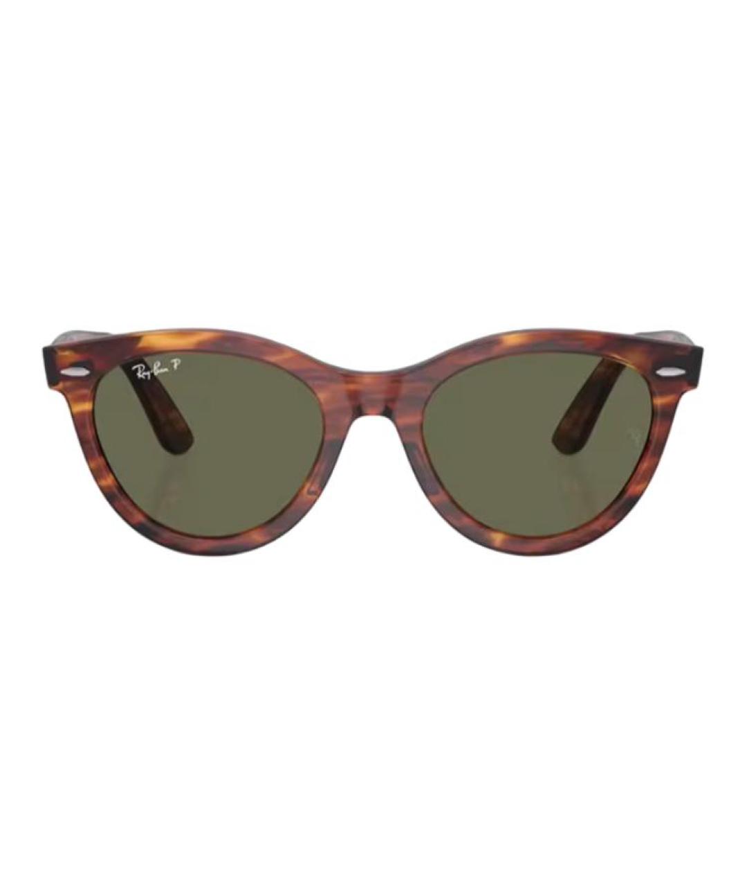 RAY BAN Коричневые пластиковые солнцезащитные очки, фото 2
