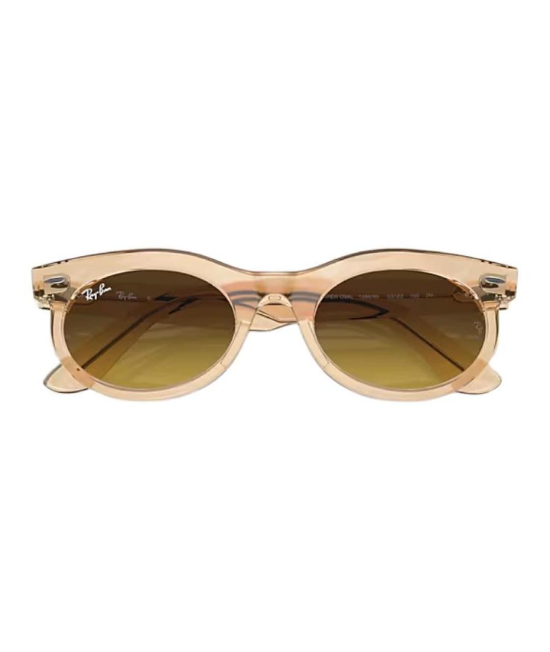 RAY BAN Бежевые пластиковые солнцезащитные очки, фото 3