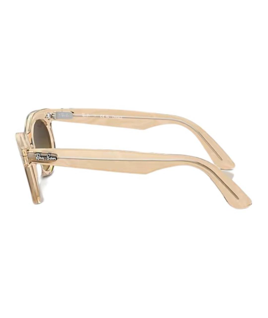 RAY BAN Бежевые пластиковые солнцезащитные очки, фото 5