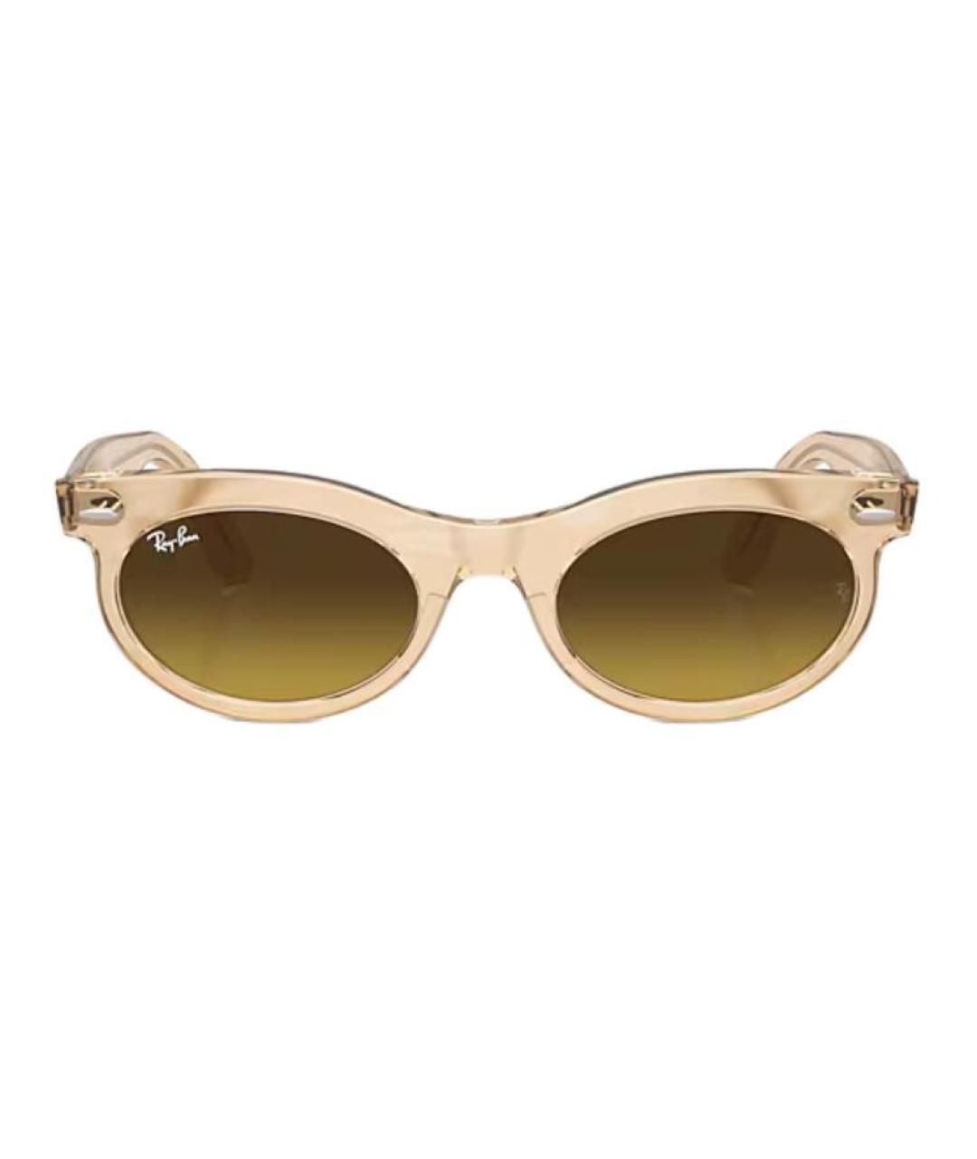 RAY BAN Бежевые пластиковые солнцезащитные очки, фото 4