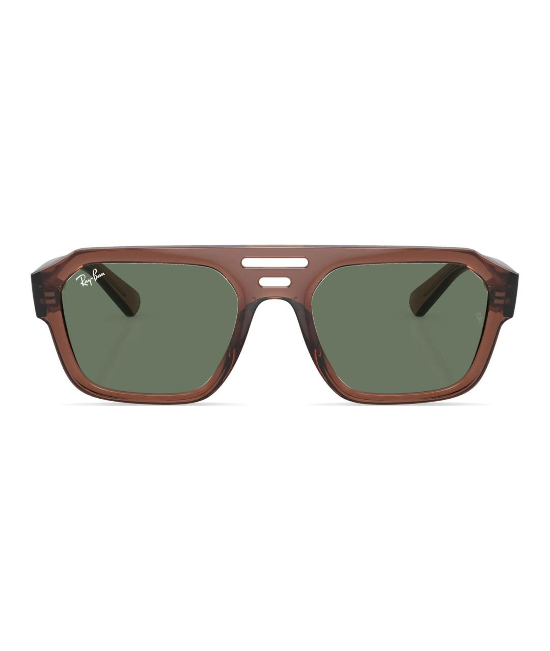 RAY BAN Коричневые пластиковые солнцезащитные очки, фото 2