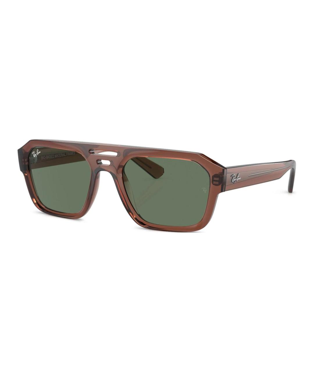 RAY BAN Коричневые пластиковые солнцезащитные очки, фото 1