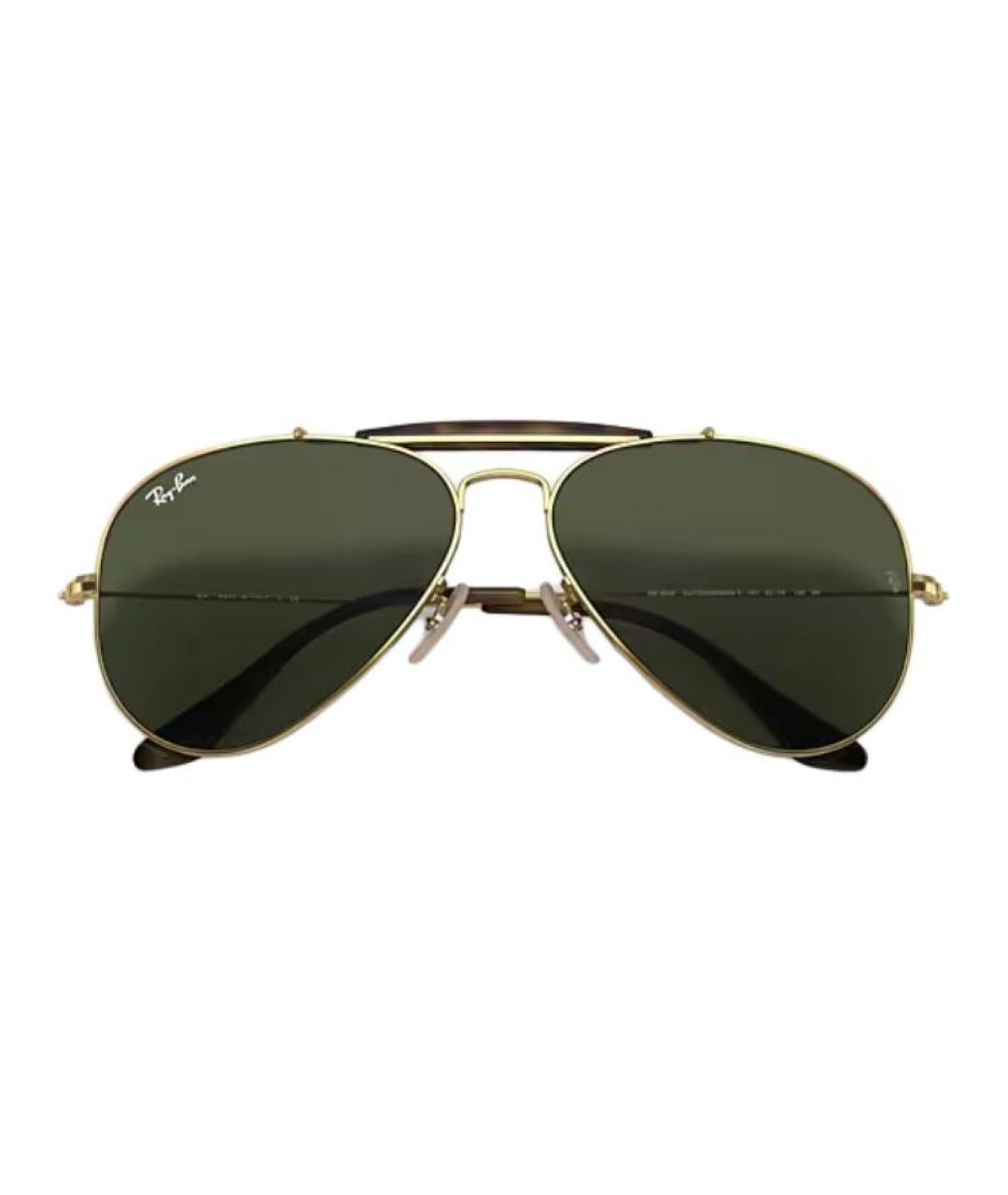 RAY BAN Золотые металлические солнцезащитные очки, фото 3