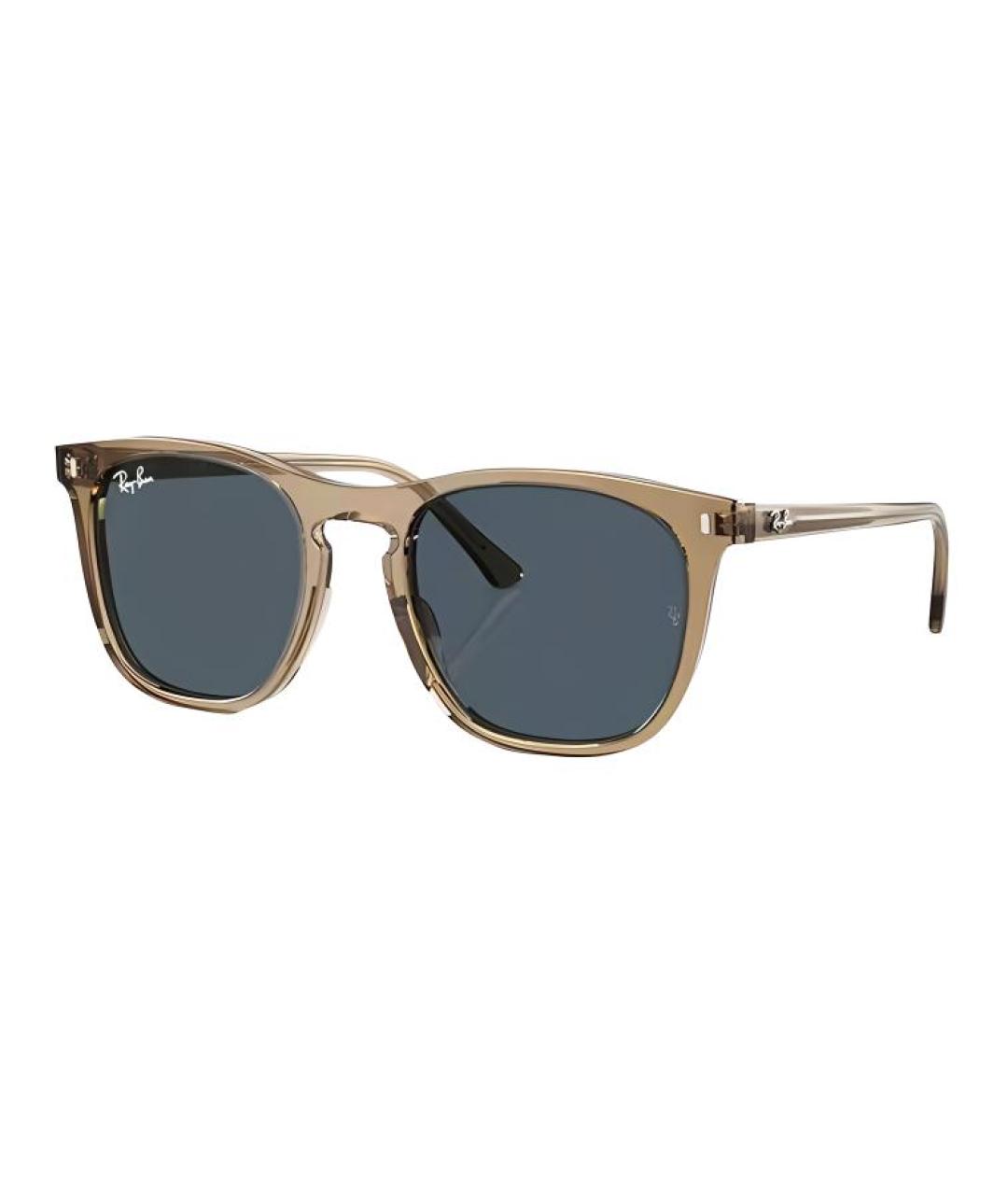 RAY BAN Коричневые пластиковые солнцезащитные очки, фото 1