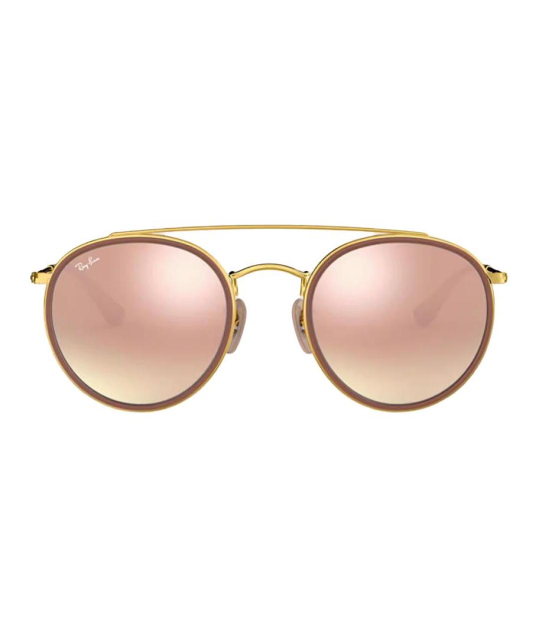 RAY BAN Золотые металлические солнцезащитные очки, фото 2