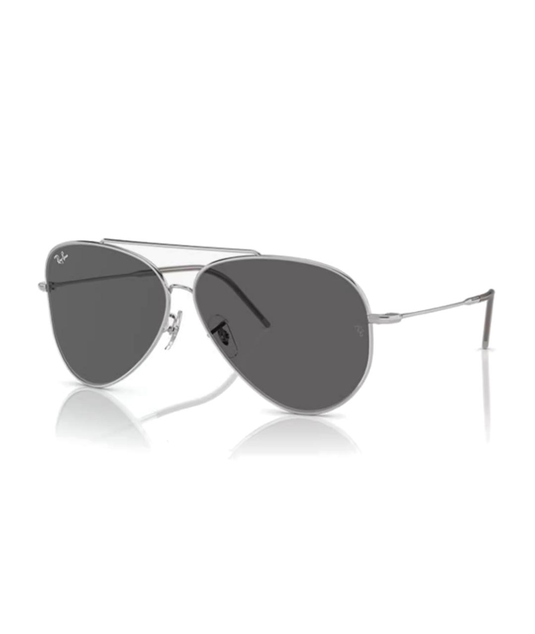 RAY BAN Серебряные металлические солнцезащитные очки, фото 1