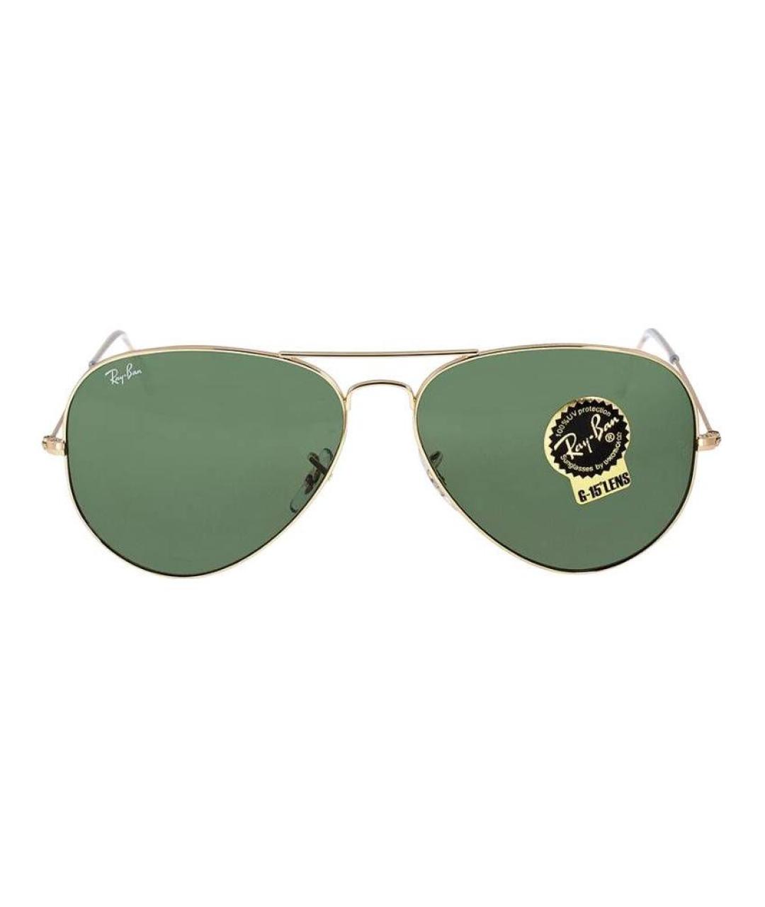 RAY BAN Золотые металлические солнцезащитные очки, фото 2
