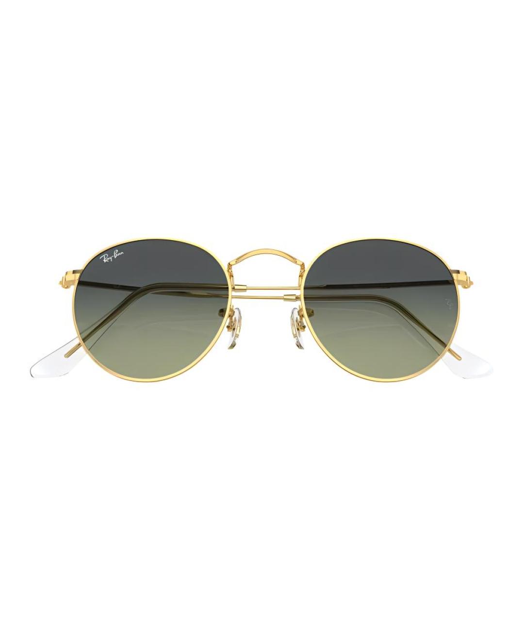 RAY BAN Золотые металлические солнцезащитные очки, фото 2