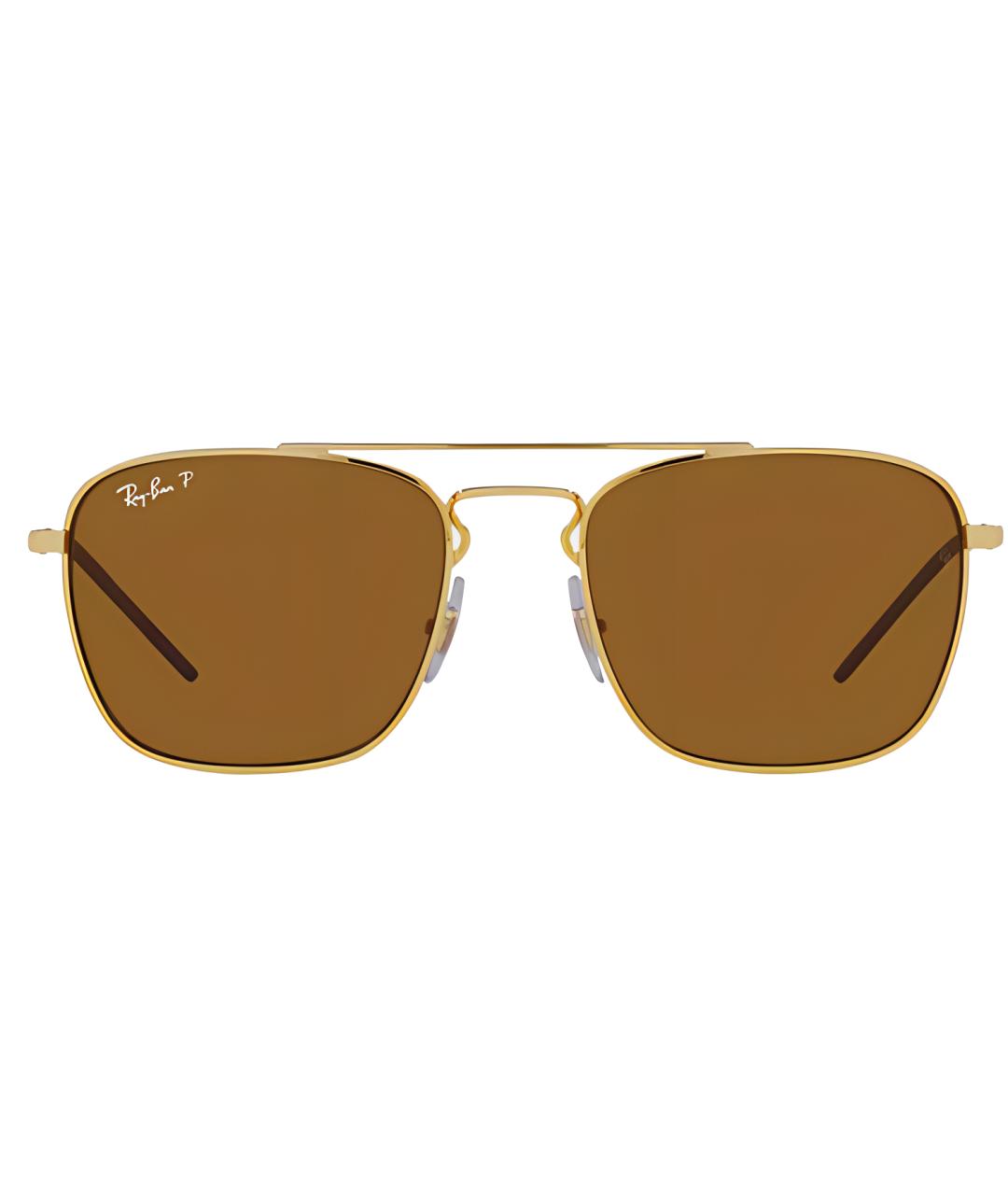 RAY BAN Золотые металлические солнцезащитные очки, фото 2