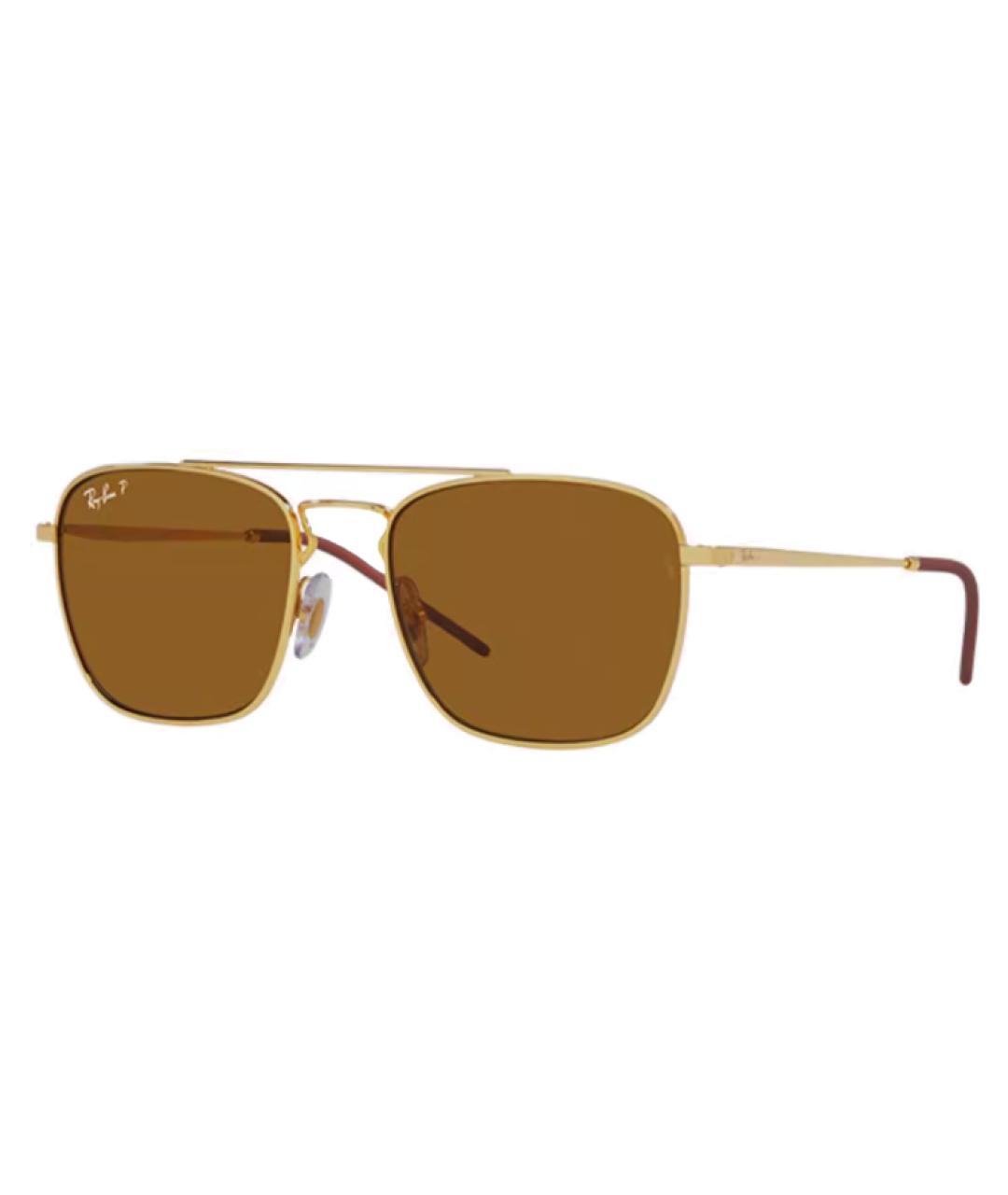 RAY BAN Золотые металлические солнцезащитные очки, фото 1