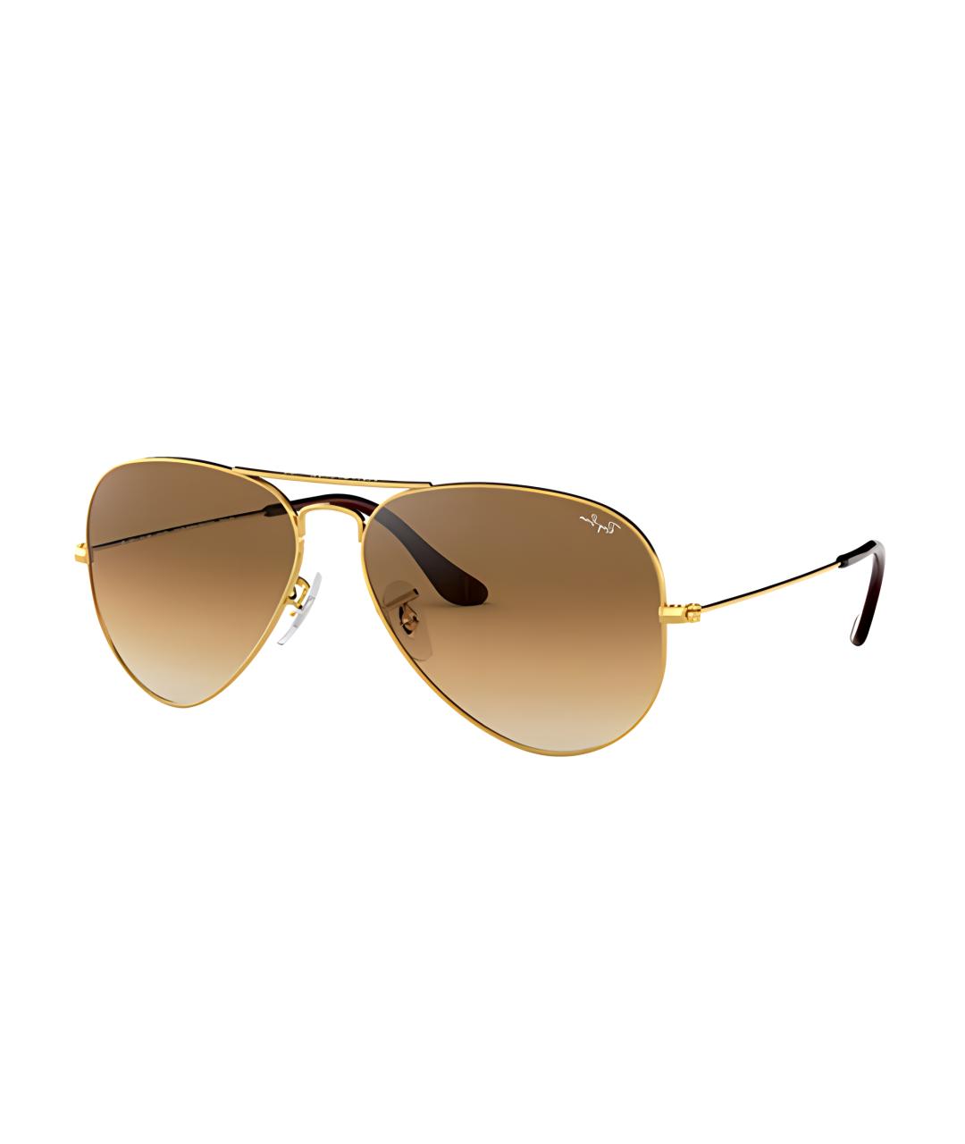 RAY BAN Коричневые металлические солнцезащитные очки, фото 1